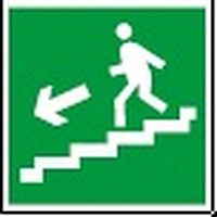 Знак безопасности NPU-2424.E14 Напр. к эвакуац. выходу по лестн. вниз (лев.) | код. a11041 | белый Свет